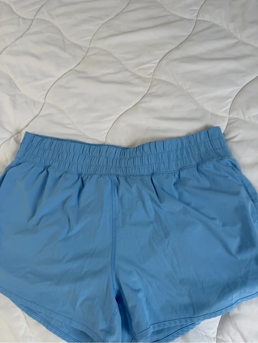 Women's Light Blue Athletic Running Shorts with Elastic Waist